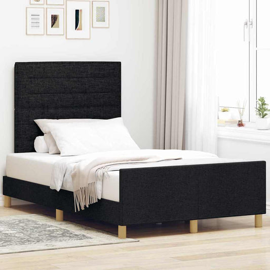 vidaXL Σκελετός Κρεβατιού με κεφαλάρι Μαύρο 120 x 200 cm ύφασμα