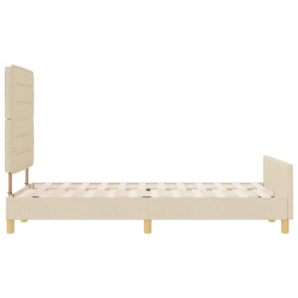 vidaXL Σκελετός Κρεβατιού με κεφαλάρι Κρεμ 120 x 200 cm ύφασμα