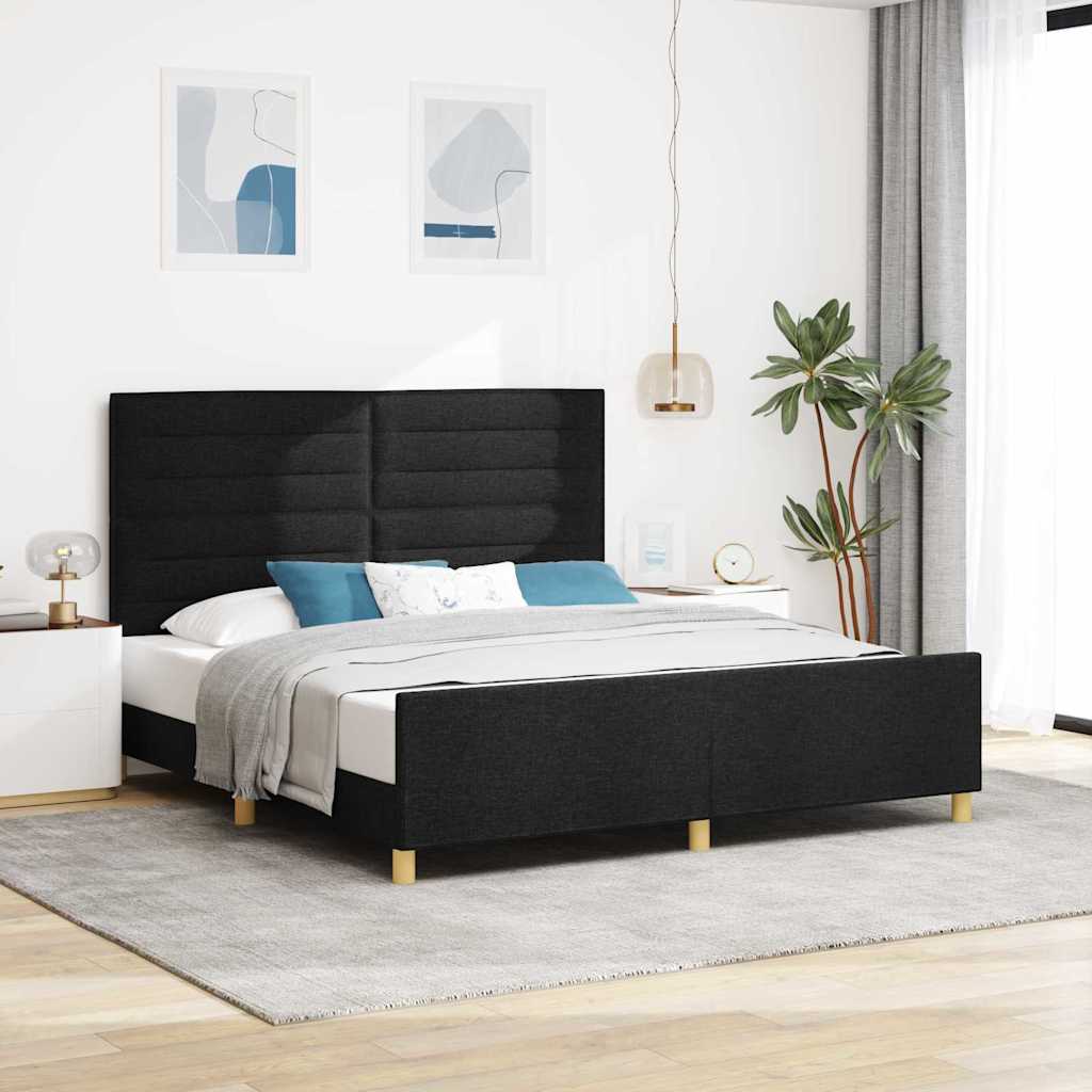 vidaXL Σκελετός Κρεβατιού με κεφαλάρι Μαύρο 180 x 200 cm ύφασμα