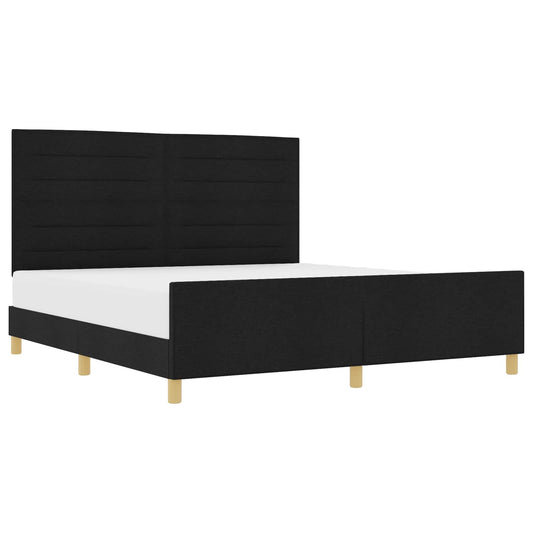 vidaXL Σκελετός Κρεβατιού με κεφαλάρι Μαύρο 180 x 200 cm ύφασμα