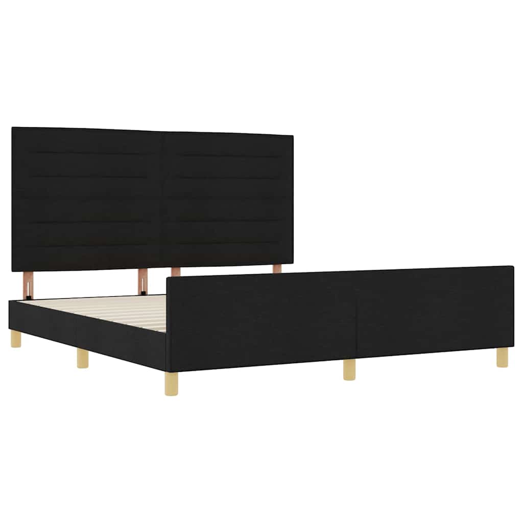 vidaXL Σκελετός Κρεβατιού με κεφαλάρι Μαύρο 180 x 200 cm ύφασμα