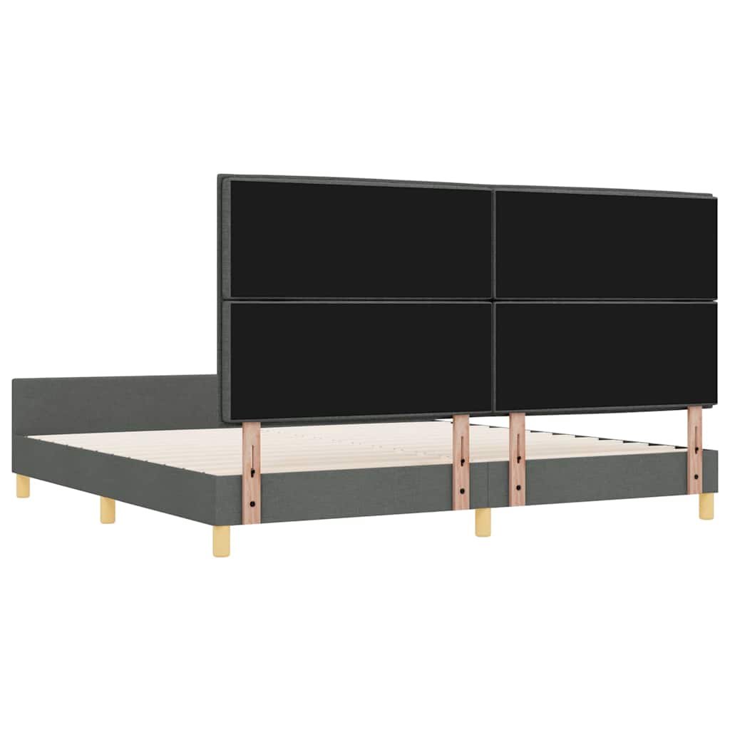 vidaXL Σκελετός Κρεβατιού με κεφαλάρι Σκούρο γκρι 200 x 200 cm ύφασμα