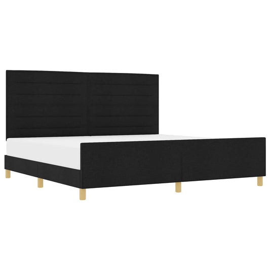 vidaXL Σκελετός Κρεβατιού με κεφαλάρι Μαύρο 200 x 200 cm ύφασμα