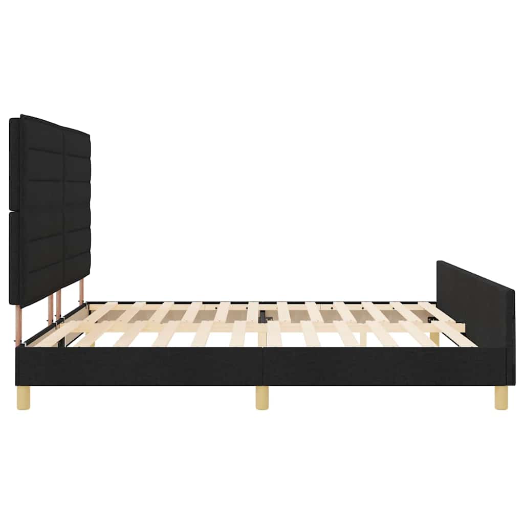 vidaXL Σκελετός Κρεβατιού με κεφαλάρι Μαύρο 200 x 200 cm ύφασμα