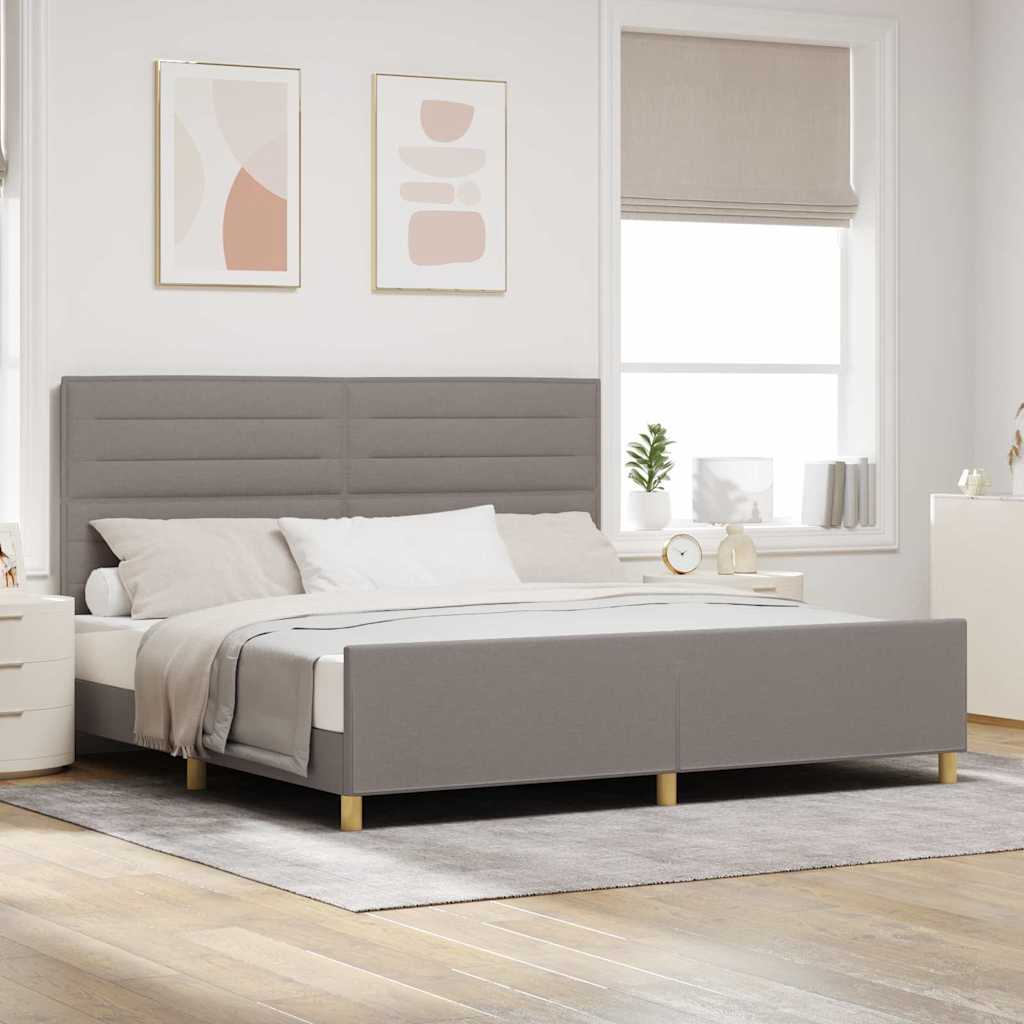 vidaXL Σκελετός Κρεβατιού με κεφαλάρι Taupe 200 x 200 cm ύφασμα