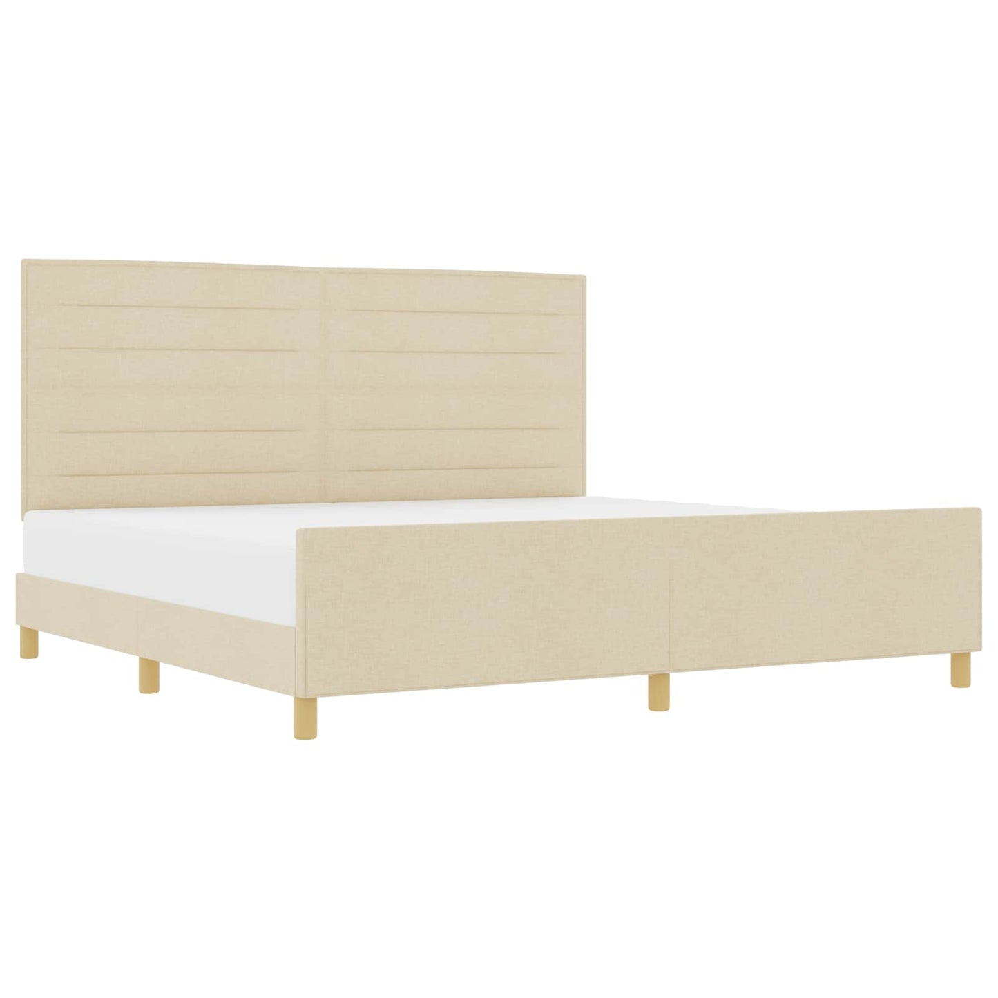 vidaXL Σκελετός Κρεβατιού με κεφαλάρι Κρεμ 200 x 200 cm ύφασμα
