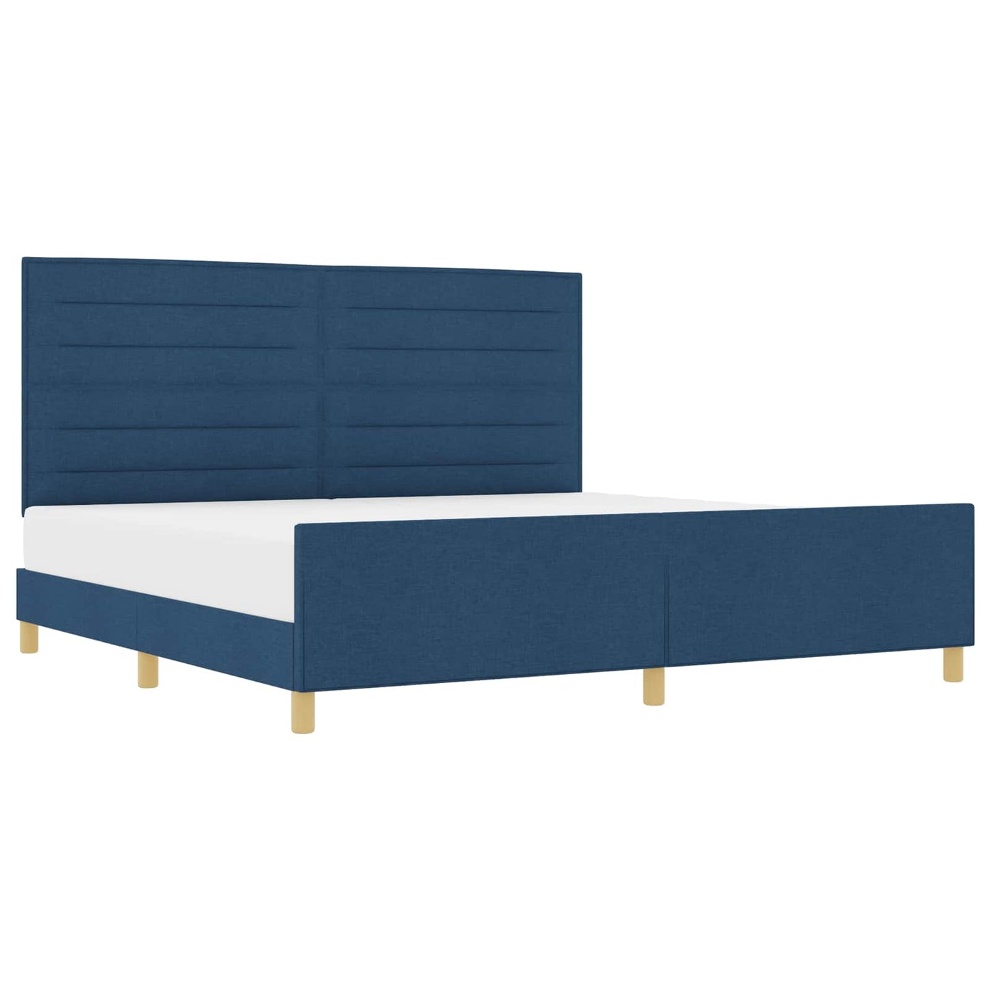 vidaXL Σκελετός Κρεβατιού με κεφαλάρι Μπλε 200 x 200 cm ύφασμα
