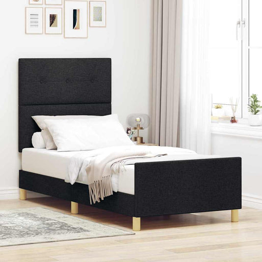 vidaXL Σκελετός Κρεβατιού με κεφαλάρι Μαύρο 80 x 200 cm ύφασμα