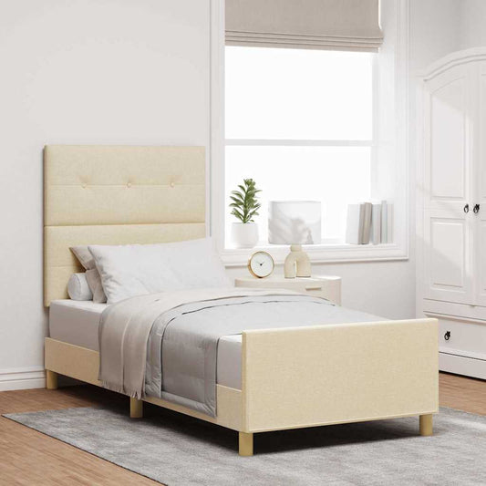 vidaXL Σκελετός Κρεβατιού με κεφαλάρι Κρεμ 80 x 200 cm ύφασμα