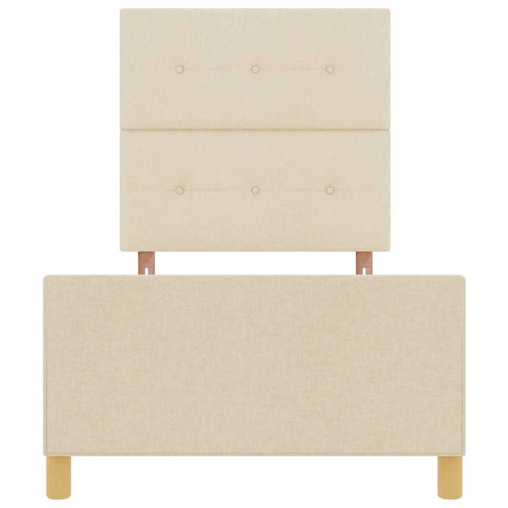 vidaXL Σκελετός Κρεβατιού με κεφαλάρι Κρεμ 90 x 190 cm ύφασμα