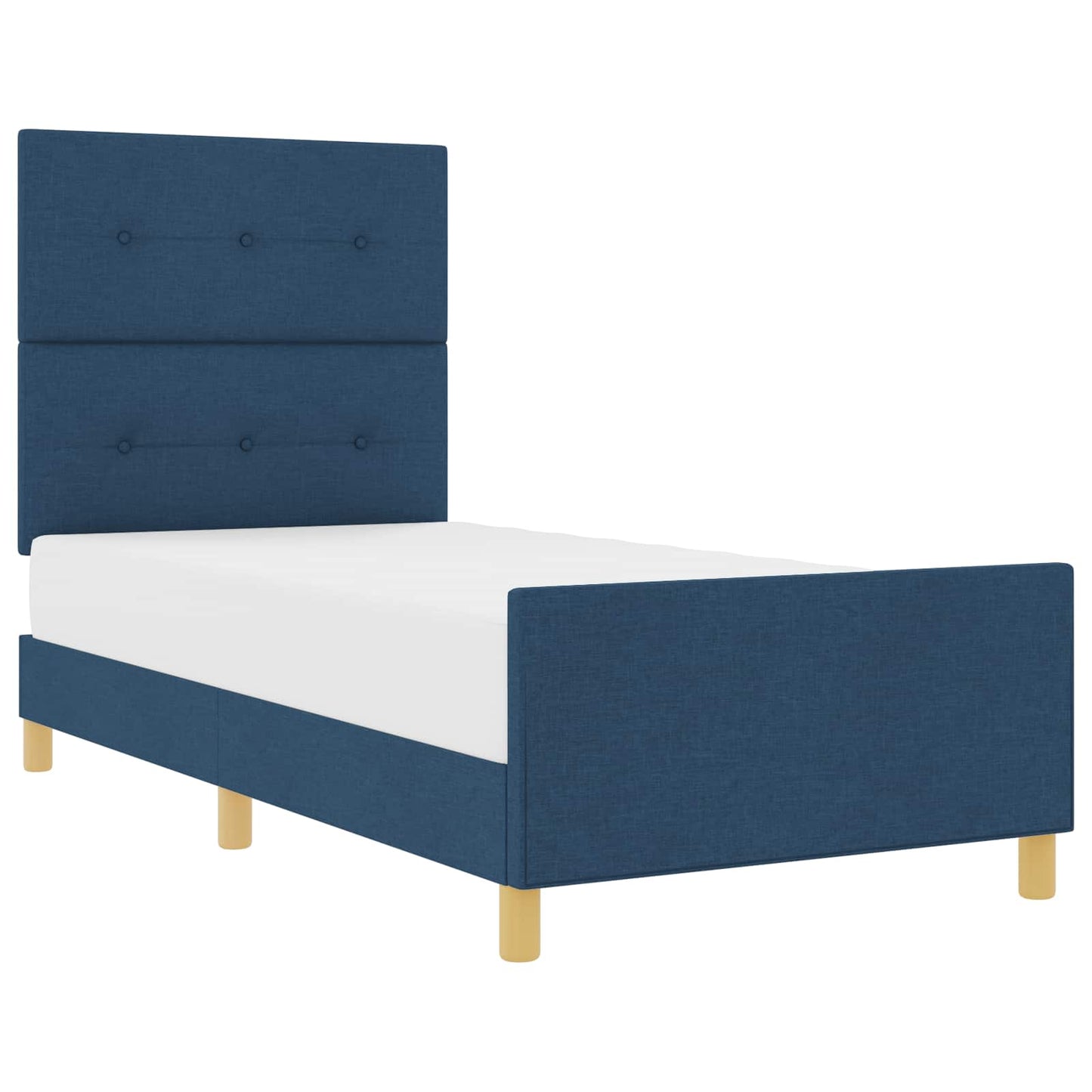 vidaXL Σκελετός Κρεβατιού με κεφαλάρι Μπλε 90 x 190 cm ύφασμα