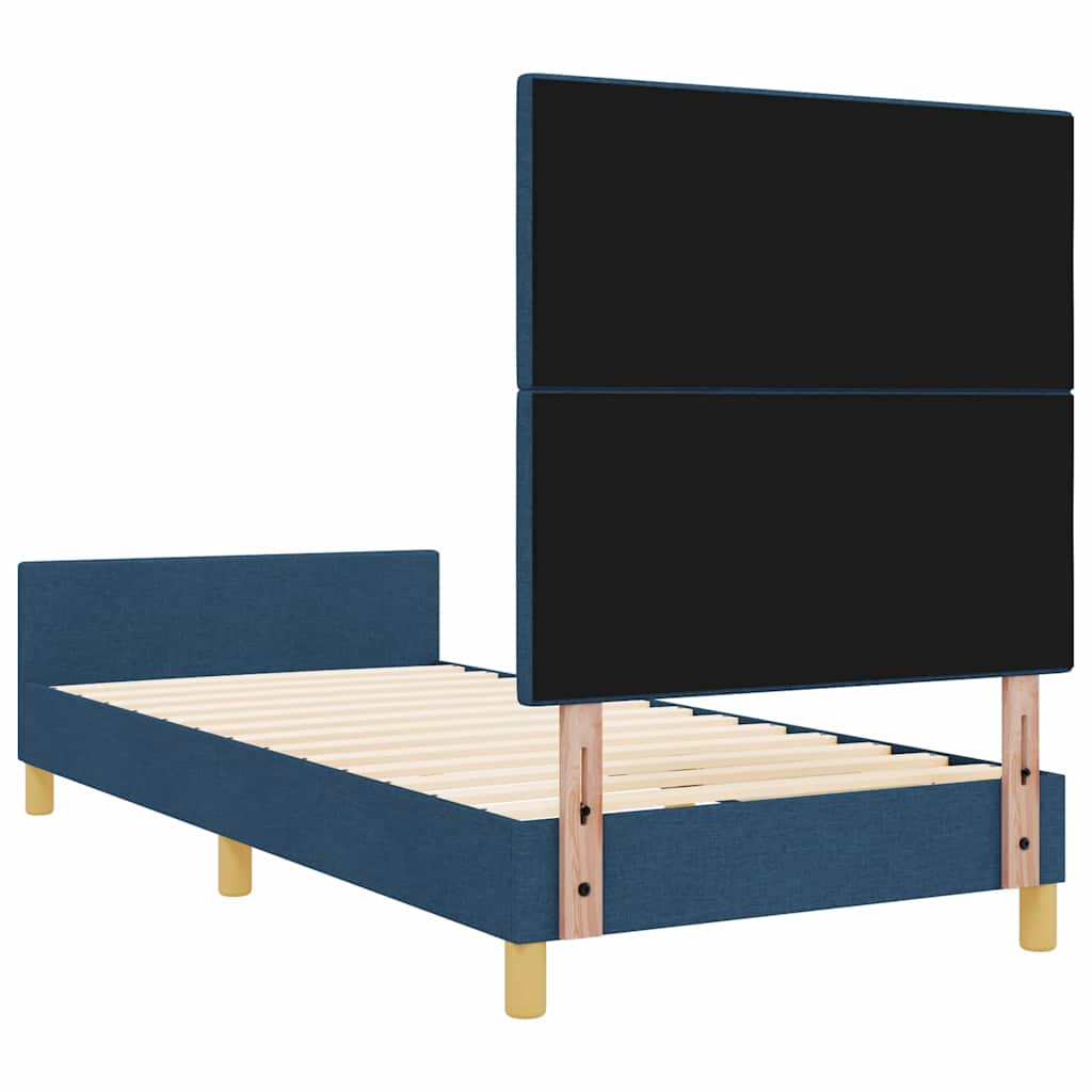 vidaXL Σκελετός Κρεβατιού με κεφαλάρι Μπλε 90 x 190 cm ύφασμα