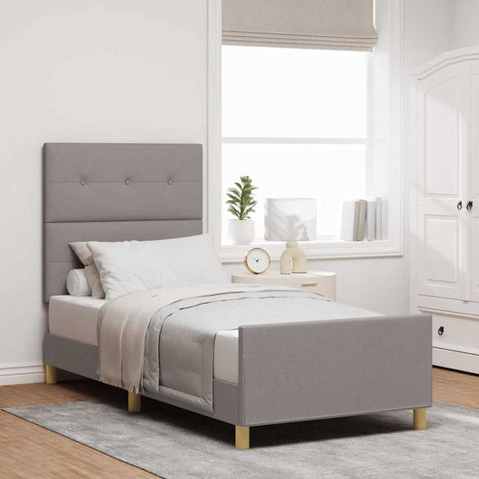 vidaXL Σκελετός Κρεβατιού με κεφαλάρι Taupe 100 x 200 cm ύφασμα