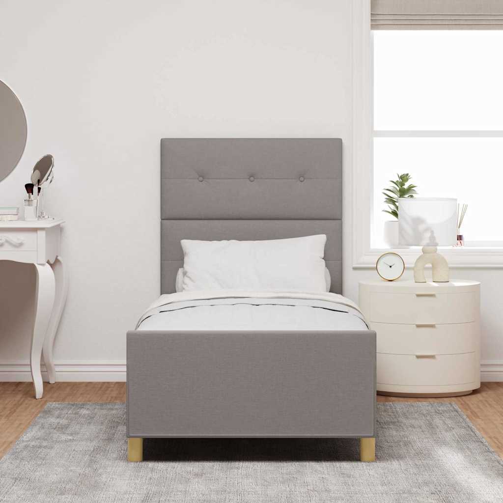 vidaXL Σκελετός Κρεβατιού με κεφαλάρι Taupe 100 x 200 cm ύφασμα