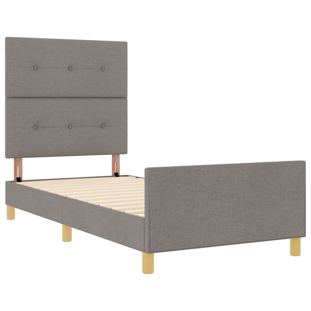 vidaXL Σκελετός Κρεβατιού με κεφαλάρι Taupe 100 x 200 cm ύφασμα