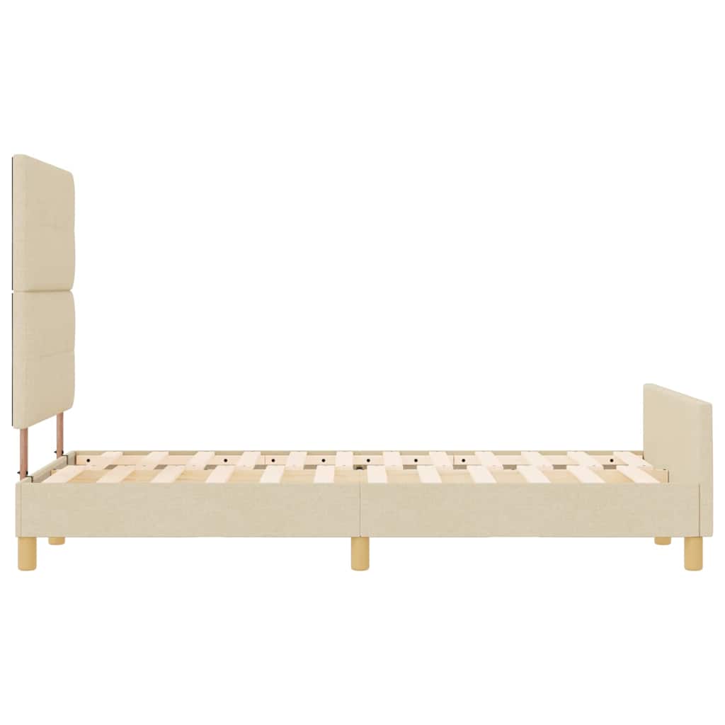 vidaXL Σκελετός Κρεβατιού με κεφαλάρι Κρεμ 120 x 190 cm ύφασμα