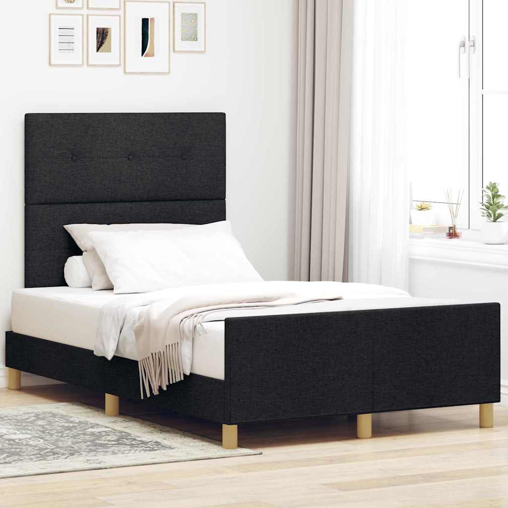 vidaXL Σκελετός Κρεβατιού με κεφαλάρι Μαύρο 120 x 200 cm ύφασμα