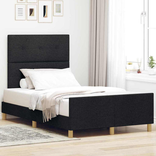 vidaXL Σκελετός Κρεβατιού με κεφαλάρι Μαύρο 120 x 200 cm ύφασμα