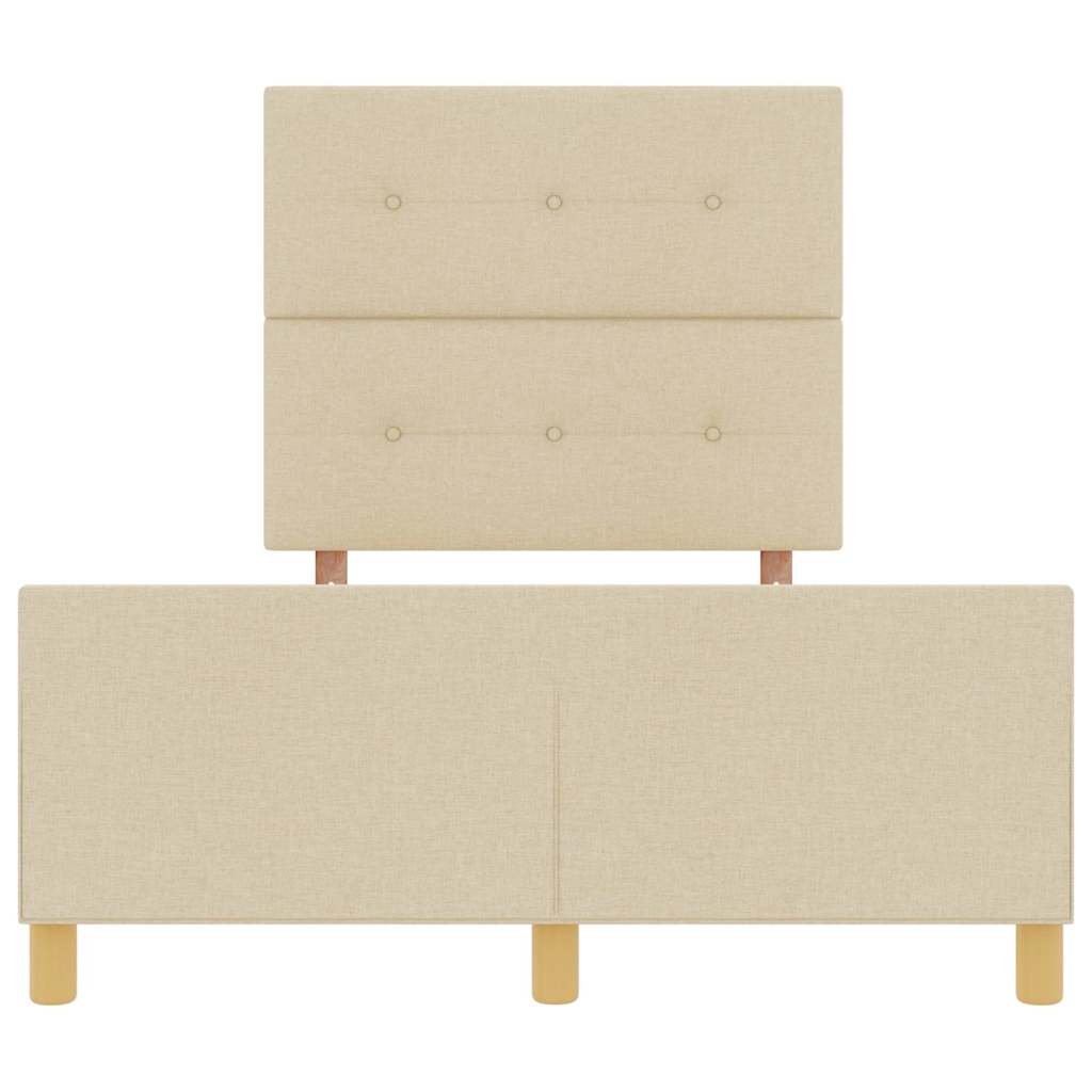vidaXL Σκελετός Κρεβατιού με κεφαλάρι Κρεμ 120 x 200 cm ύφασμα