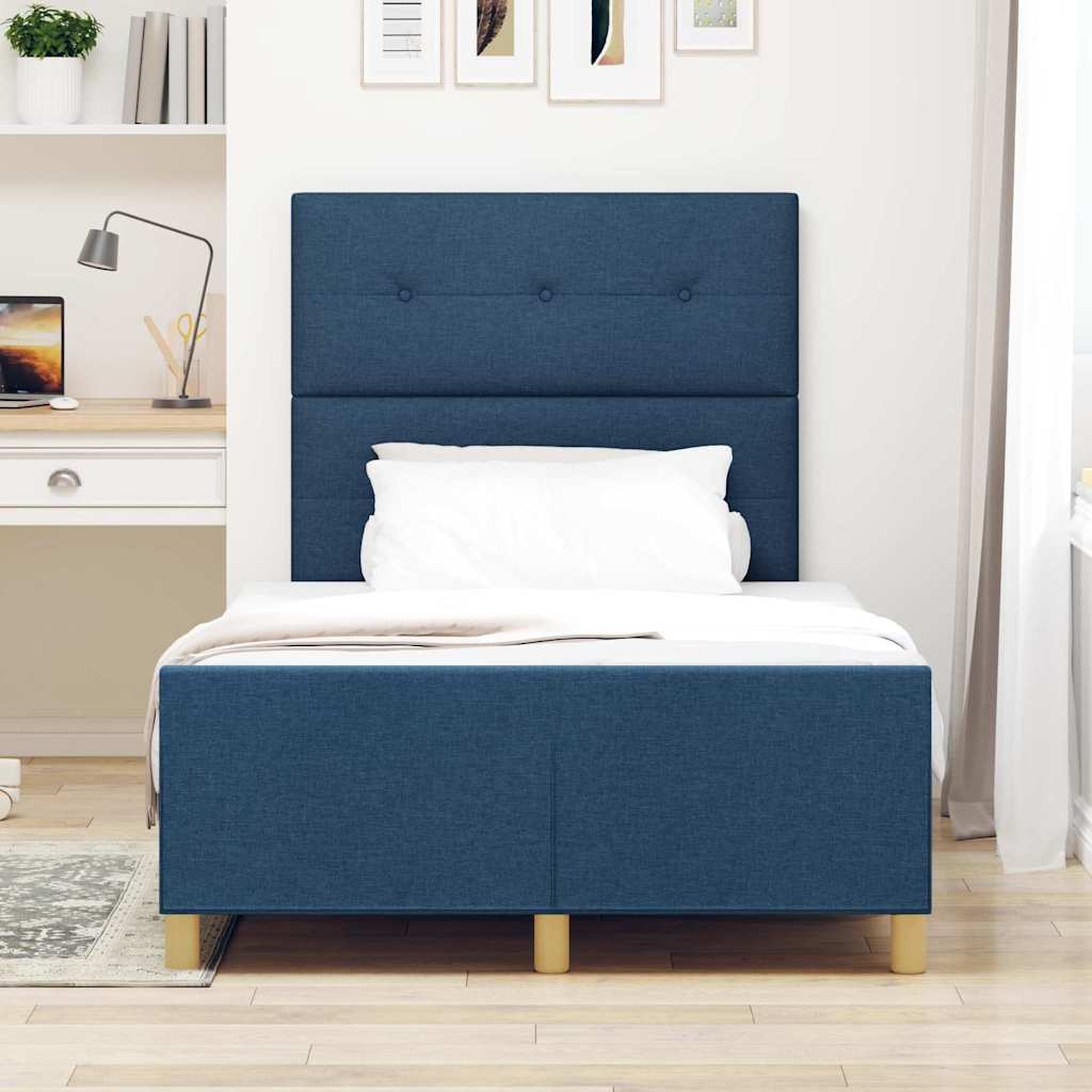 vidaXL Σκελετός Κρεβατιού με κεφαλάρι Μπλε 120 x 200 cm ύφασμα