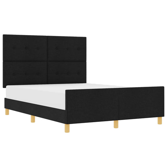 vidaXL Σκελετός Κρεβατιού με κεφαλάρι Μαύρο 140 x 190 cm ύφασμα