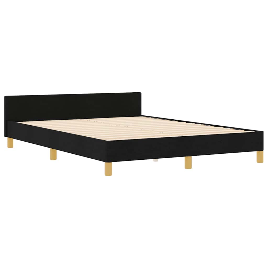 vidaXL Σκελετός Κρεβατιού με κεφαλάρι Μαύρο 140 x 190 cm ύφασμα