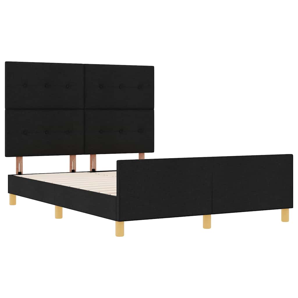 vidaXL Σκελετός Κρεβατιού με κεφαλάρι Μαύρο 140 x 190 cm ύφασμα
