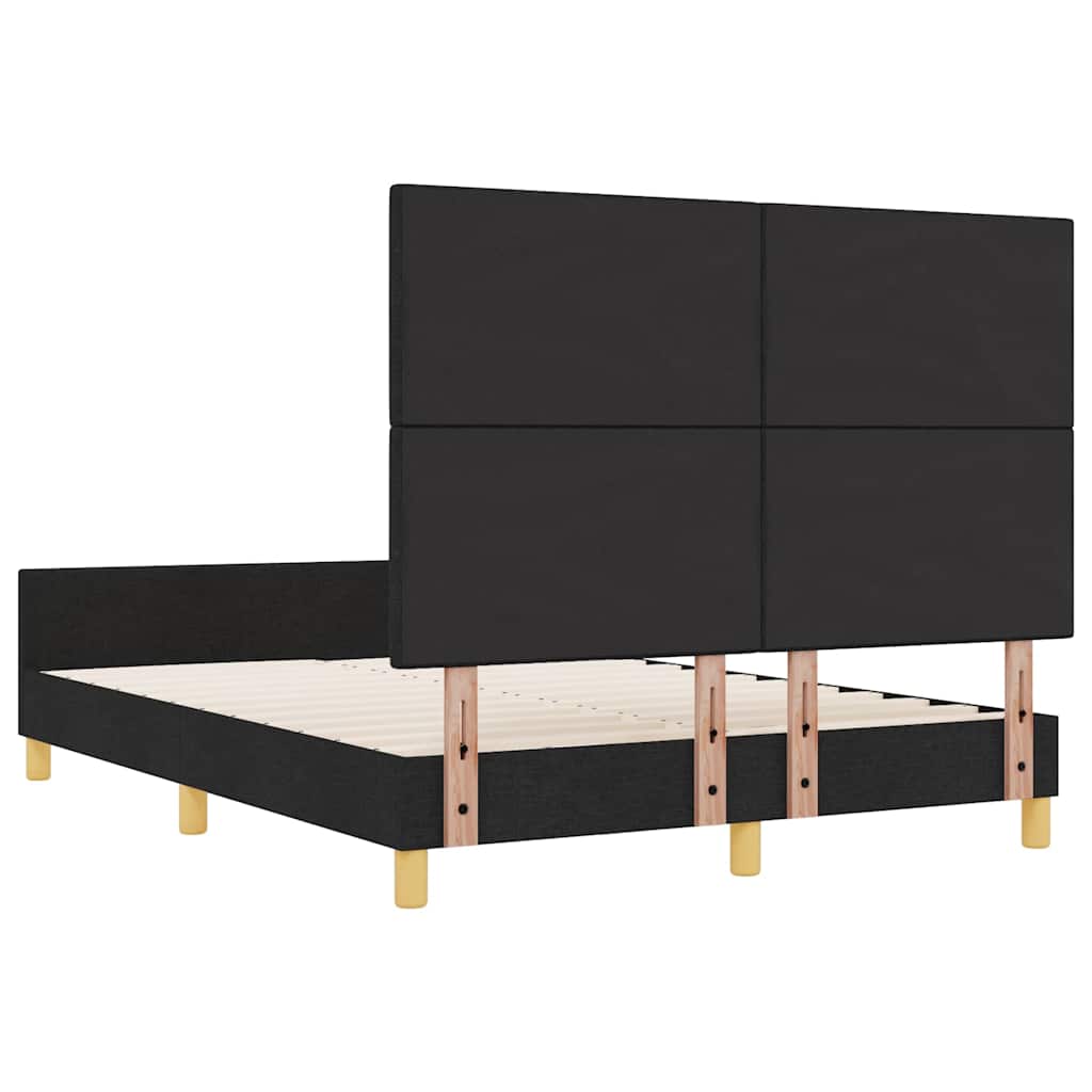 vidaXL Σκελετός Κρεβατιού με κεφαλάρι Μαύρο 140 x 190 cm ύφασμα
