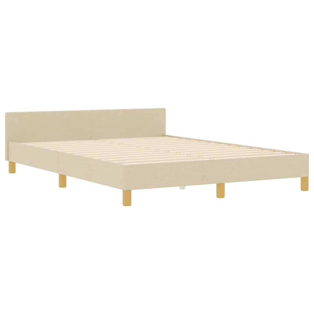 vidaXL Σκελετός Κρεβατιού με κεφαλάρι Κρεμ 140 x 190 cm ύφασμα