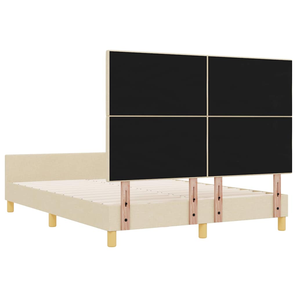 vidaXL Σκελετός Κρεβατιού με κεφαλάρι Κρεμ 140 x 190 cm ύφασμα