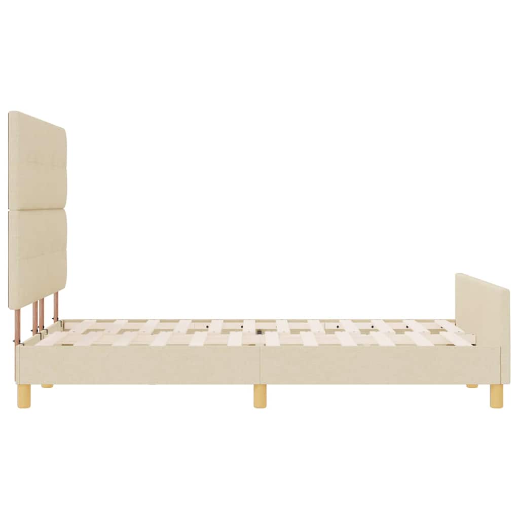 vidaXL Σκελετός Κρεβατιού με κεφαλάρι Κρεμ 140 x 190 cm ύφασμα