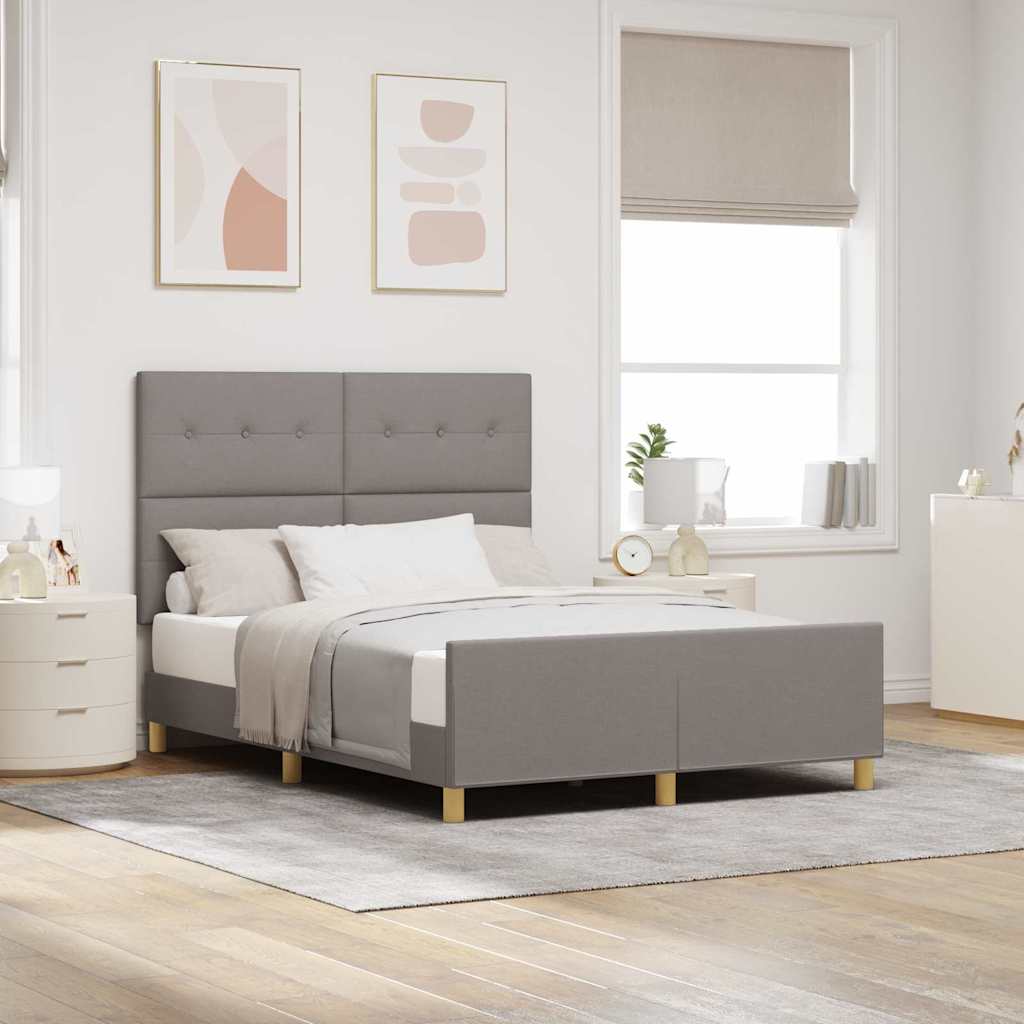 vidaXL Σκελετός Κρεβατιού με κεφαλάρι Taupe 140 x 200 cm ύφασμα