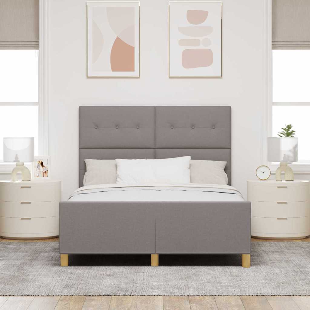 vidaXL Σκελετός Κρεβατιού με κεφαλάρι Taupe 140 x 200 cm ύφασμα