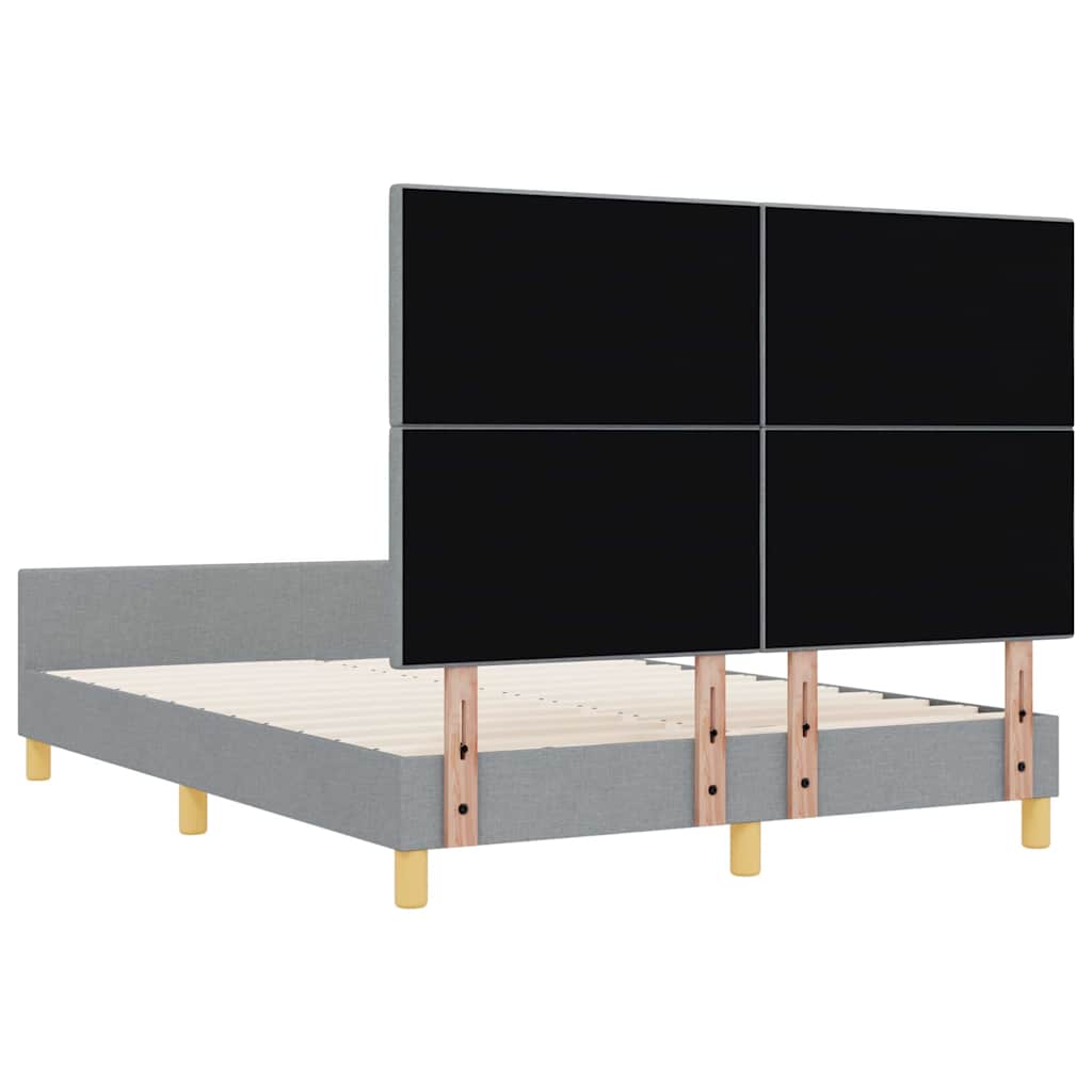 vidaXL Σκελετός Κρεβατιού με κεφαλάρι Ανοιχτό γκρι 160 x 200 cm ύφασμα