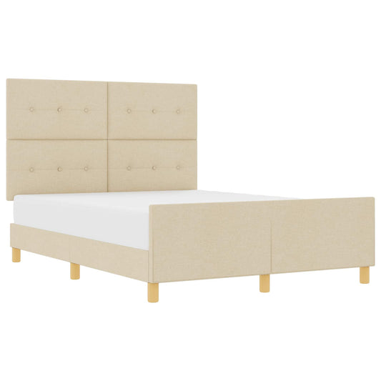 vidaXL Σκελετός Κρεβατιού με κεφαλάρι Κρεμ 160 x 200 cm ύφασμα