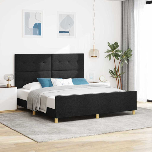 vidaXL Σκελετός Κρεβατιού με κεφαλάρι Μαύρο 180 x 200 cm ύφασμα