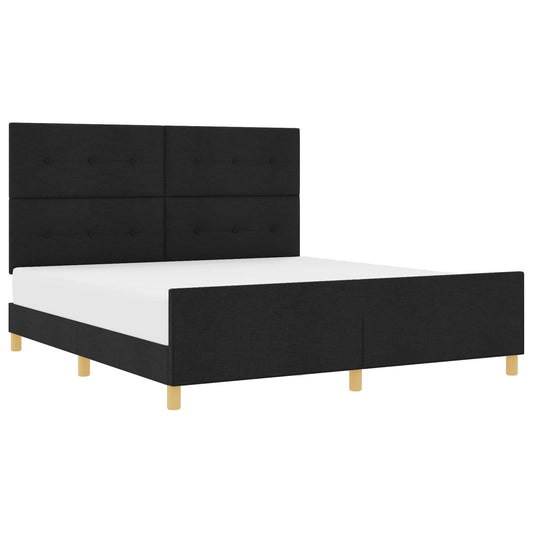 vidaXL Σκελετός Κρεβατιού με κεφαλάρι Μαύρο 180 x 200 cm ύφασμα