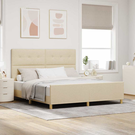 vidaXL Σκελετός Κρεβατιού με κεφαλάρι Κρεμ 180 x 200 cm ύφασμα