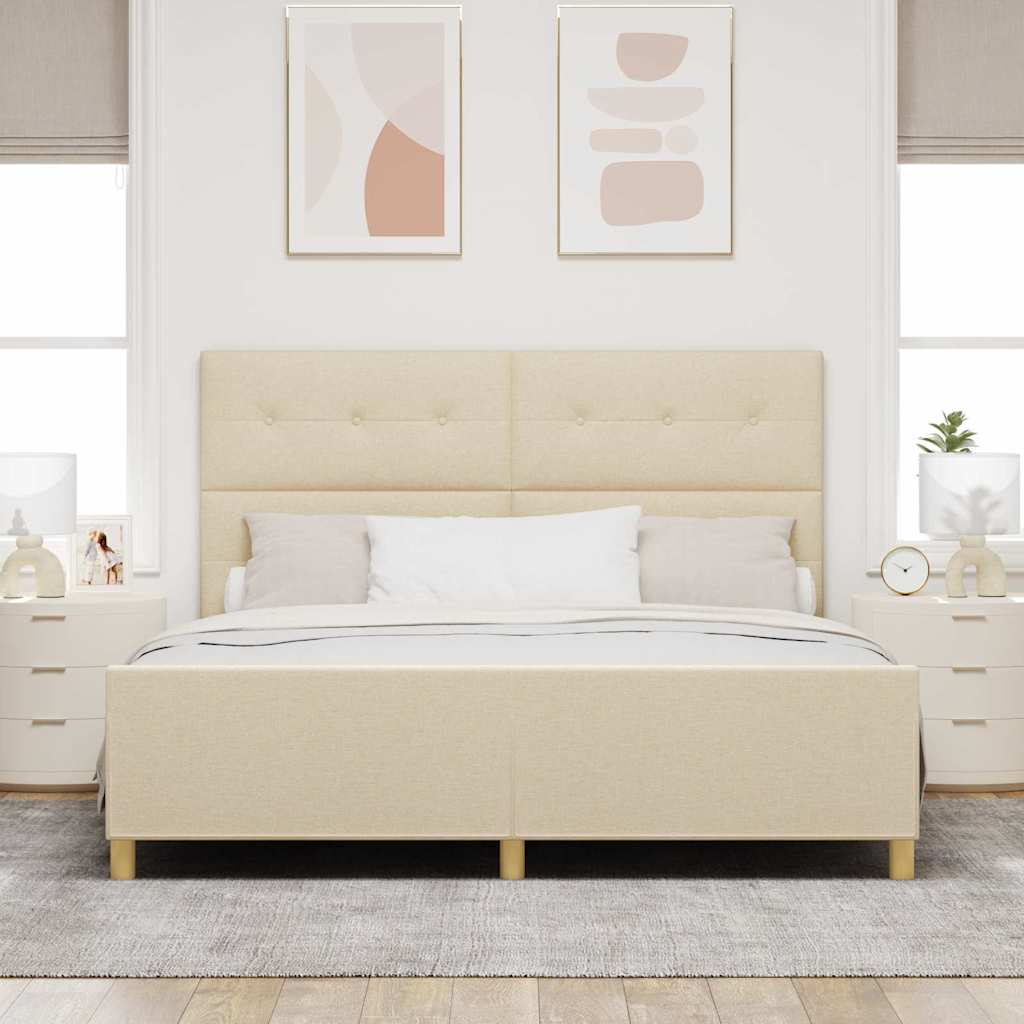 vidaXL Σκελετός Κρεβατιού με κεφαλάρι Κρεμ 180 x 200 cm ύφασμα