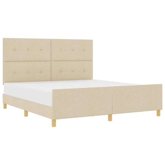 vidaXL Σκελετός Κρεβατιού με κεφαλάρι Κρεμ 180 x 200 cm ύφασμα