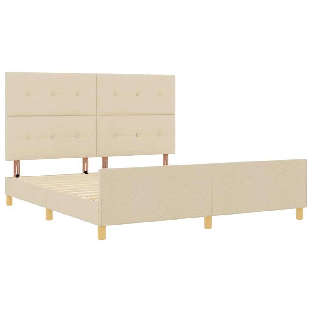 vidaXL Σκελετός Κρεβατιού με κεφαλάρι Κρεμ 180 x 200 cm ύφασμα