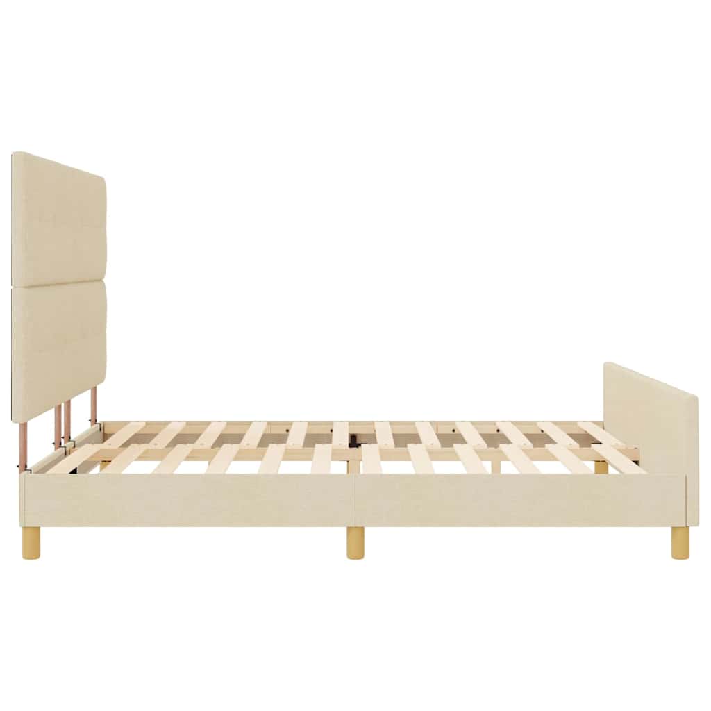 vidaXL Σκελετός Κρεβατιού με κεφαλάρι Κρεμ 180 x 200 cm ύφασμα