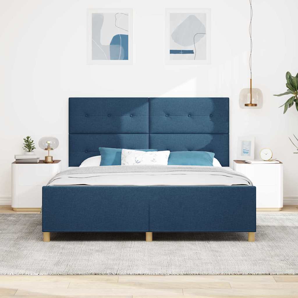 vidaXL Σκελετός Κρεβατιού με κεφαλάρι Μπλε 180 x 200 cm ύφασμα