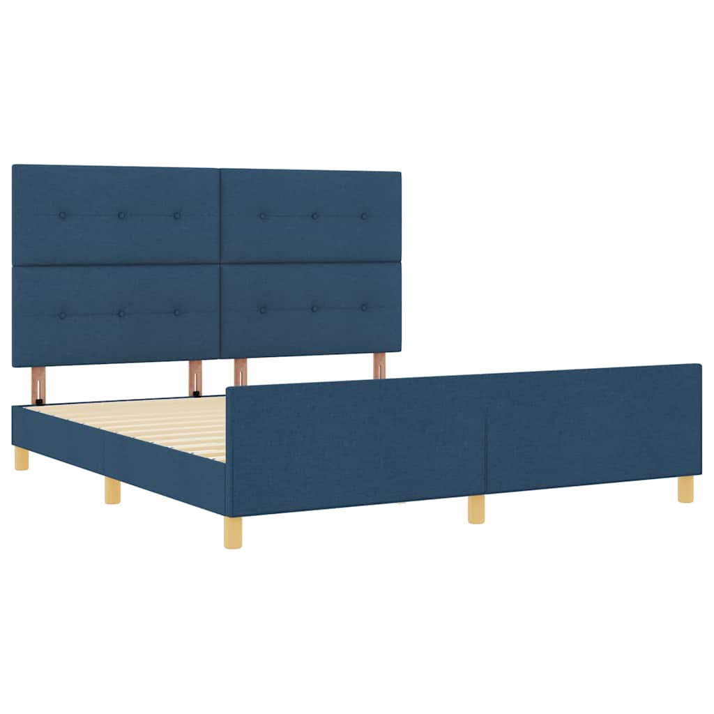 vidaXL Σκελετός Κρεβατιού με κεφαλάρι Μπλε 180 x 200 cm ύφασμα
