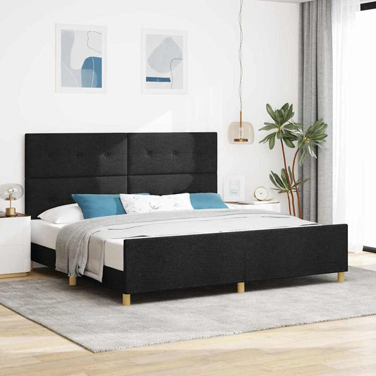vidaXL Σκελετός Κρεβατιού με κεφαλάρι Μαύρο 200 x 200 cm ύφασμα