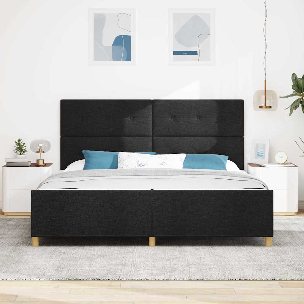 vidaXL Σκελετός Κρεβατιού με κεφαλάρι Μαύρο 200 x 200 cm ύφασμα