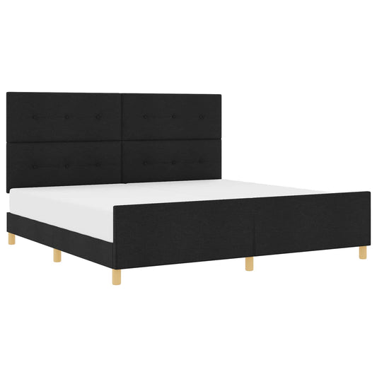 vidaXL Σκελετός Κρεβατιού με κεφαλάρι Μαύρο 200 x 200 cm ύφασμα