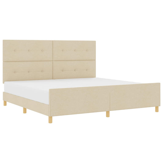 vidaXL Σκελετός Κρεβατιού με κεφαλάρι Κρεμ 200 x 200 cm ύφασμα