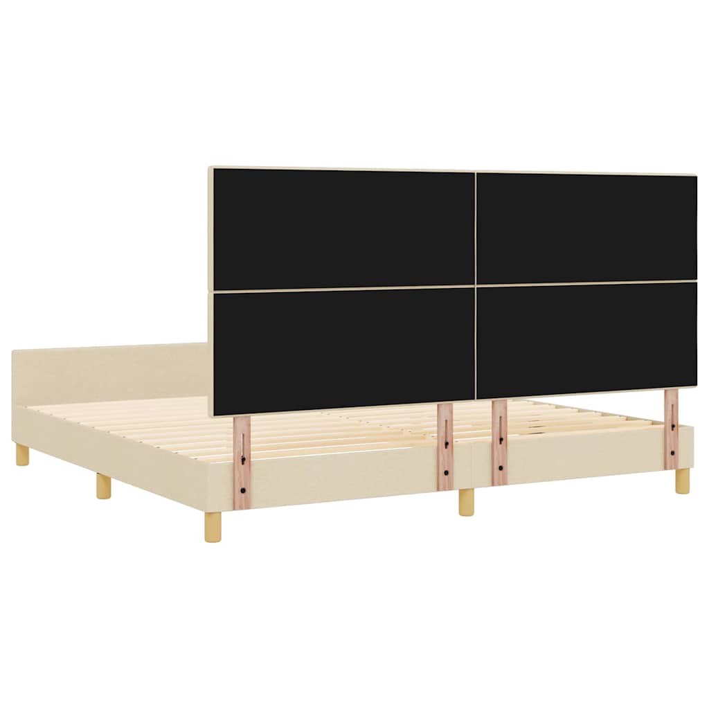 vidaXL Σκελετός Κρεβατιού με κεφαλάρι Κρεμ 200 x 200 cm ύφασμα