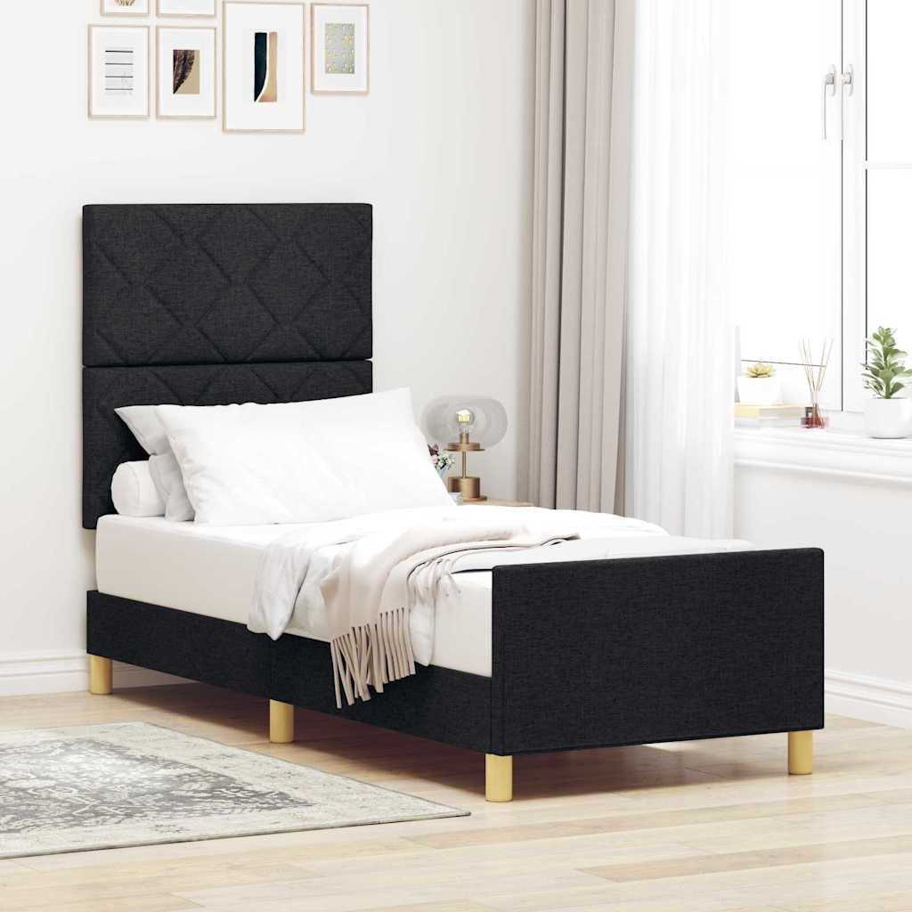 vidaXL Σκελετός Κρεβατιού με κεφαλάρι Μαύρο 80 x 200 cm ύφασμα